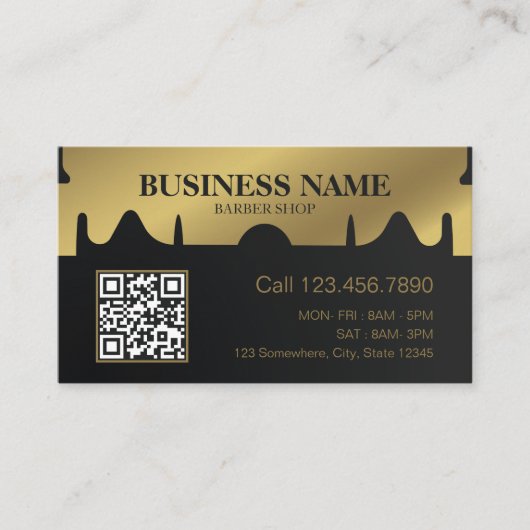 Gold Scissor Barber Professional Barber Shop Visitekaartje (Voorkant)