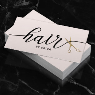 Gold Scissor Elegant Blush Pink Typography Hair Visitekaartje