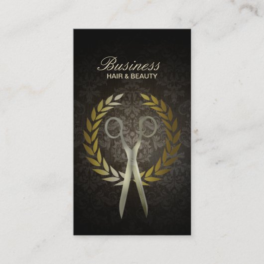  Gold Scissor Hair Stylist Hairdresser Klantenkaartje (Voorkant)
