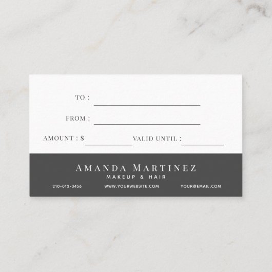 Gold Scissor Pattern Dark Gray Cadeaucertificaat Visitekaartje (Achterkant)