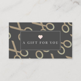 Gold Scissor Pattern Dark Gray Cadeaucertificaat Visitekaartje