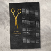 Gold Scissors Barber Chalkboard Service Menu