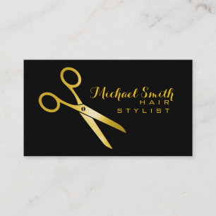 Gold Scissors Elegant Hair Stylist Visitekaartje