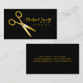 Gold Scissors Elegant Hair Stylist Visitekaartje (Voorkant / Achterkant)