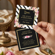 Gold Scissors Flowers Hair Stylist Beauty Salon