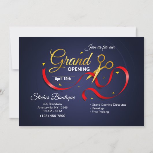 Gold Scissors Grand Openings Uitnodiging (Voorkant)