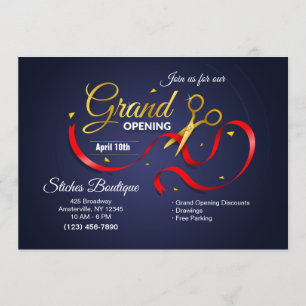 Gold Scissors Grand Openings Uitnodiging