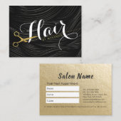 Gold Scissors Hair Salon Haarstylist Benoeming Afsprakenkaartje (Voorkant / Achterkant)