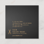 Gold Scissors Hair Stylist Black Gradient Korting Vierkante Visitekaartje (Achterkant)