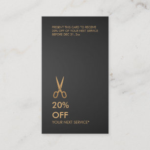 Gold Scissors Hair Stylist Black Korting Verticaal Visitekaartje