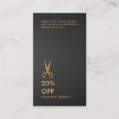 Gold Scissors Hair Stylist Black Korting Verticaal Visitekaartje (Voorkant)