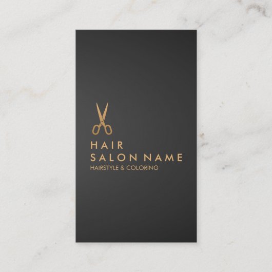Gold Scissors Hair Stylist Black Verticaal verloop Visitekaartje (Voorkant)