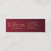 Gold Scissors Hair Stylist Wine Gradient Reference Mini Visitekaartje (Achterkant)