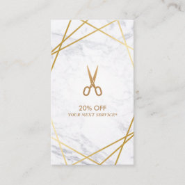 Gold Scissors Marble Haarstylist Discount Verticaa Visitekaartje