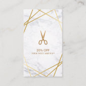 Gold Scissors Marble Haarstylist Discount Verticaa Visitekaartje (Voorkant)