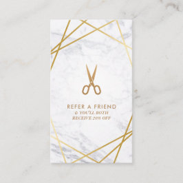 Gold Scissors Marble Haarstylist Referral Verticaa Visitekaartje
