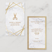 Gold Scissors Marble Haarstylist Referral Verticaa Visitekaartje (Voorkant / Achterkant)