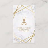 Gold Scissors Marble Haarstylist Referral Verticaa Visitekaartje (Voorkant)