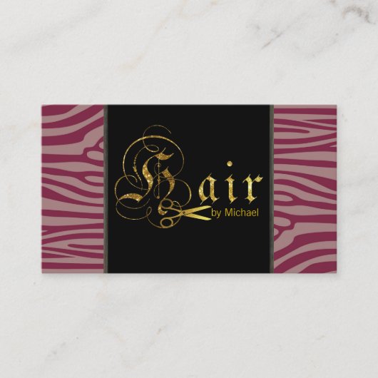 Gold Scissors Script Hair Stylist Appointment #10 Afsprakenkaartje (Voorkant)