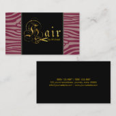 Gold Scissors Script Hair Stylist Modern Zebra #10 Visitekaartje (Voorkant / Achterkant)