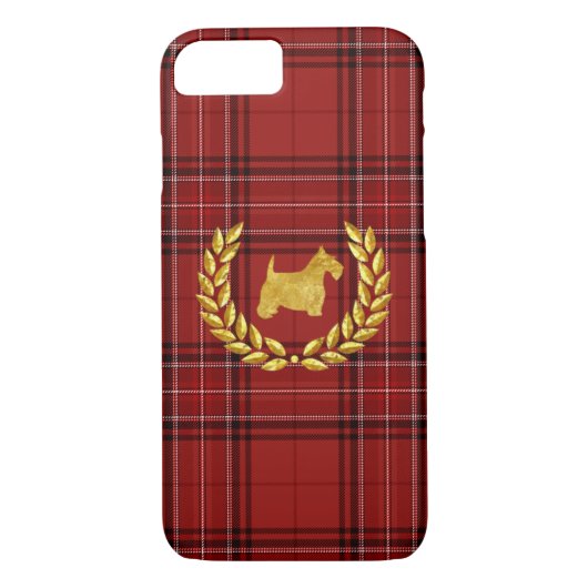 Gold Scottie en Dark Red Pset Case-Mate iPhone Case (Achterkant)