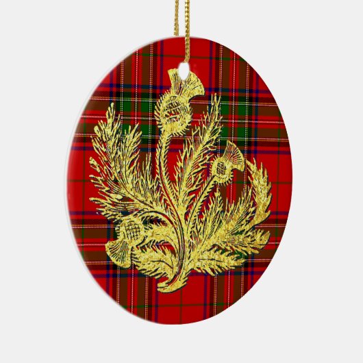 Gold Scottish Thistle op Play Keramisch Ornament (Rechts)