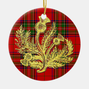 Gold Scottish Thistle op Play Keramisch Ornament