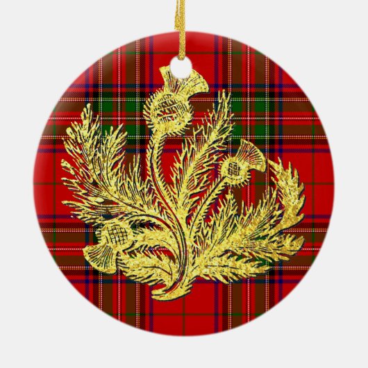 Gold Scottish Thistle op Play Keramisch Ornament (Achterkant)