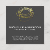 Gold Scribble / Monogram Vierkante Visitekaartje (Achterkant)