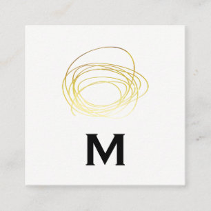 Gold Scribble / Monogram Vierkante Visitekaartje