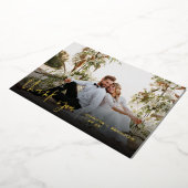 Gold Scrip Elegant Hartelijk dank voor uw trouwfot Folie Uitnodiging (Gedraaid)