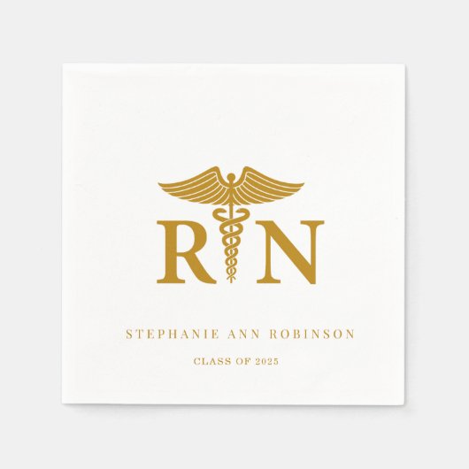 Gold Script 2025 Nurse Graduation Party Servet (Voorkant)