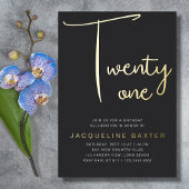 Gold Script 21st Birthday Party Folie Uitnodiging