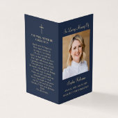 Gold Script 2 Photo Blue Memorial Folder Kaart (Buitenkant)
