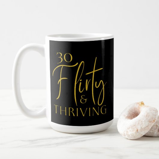 Gold Script 30 Flirty Thriving Birthday Mok (Met donut)