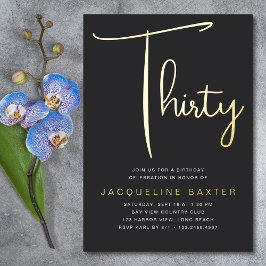 Gold Script 30e verjaardag Folie Uitnodiging