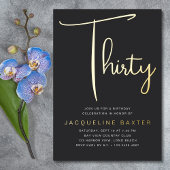 Gold Script 30e verjaardag Folie Uitnodiging
