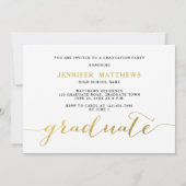 Gold Script 3 Foto's Collage Graduparty Kaart (Achterkant)