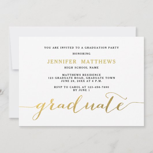 Gold Script 3 Foto's Collage Graduparty Kaart (Achterkant)