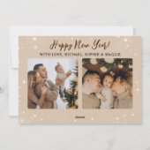 Gold Script 3 Foto's naar de nieuwjaarslijn Feestdagenkaart (Achterkant)