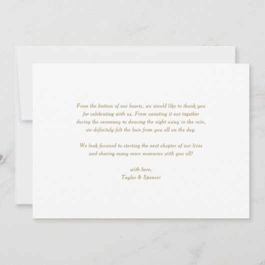 Gold Script 3 Photo Collage Wedding Bedankkaart (Achterkant)