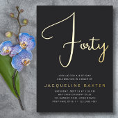 Gold Script 40e verjaardag Folie Uitnodiging