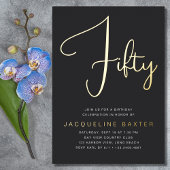 Gold Script 50e verjaardag Folie Uitnodiging