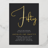 Gold Script 50e verjaardag Folie Uitnodiging (Voorkant)