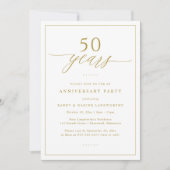 Gold Script 50th Wedding Anniversary Party Kaart (Voorkant)