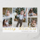 Gold Script | 5 Foto-collage Folie Feestdagenkaart (Voorkant)