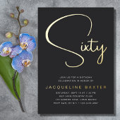 Gold Script 60e verjaardag Folie Uitnodiging