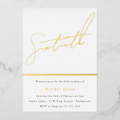 Gold Script 60th Birthday Party Golden Folie Uitnodiging (Voorkant)