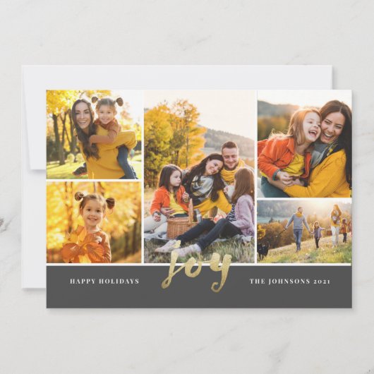 Gold Script 6-fotoserie kerstfeestdag Feestdagenkaart (Voorkant)