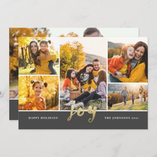 Gold Script 6-fotoserie kerstfeestdag Feestdagenkaart (Voorkant / Achterkant)